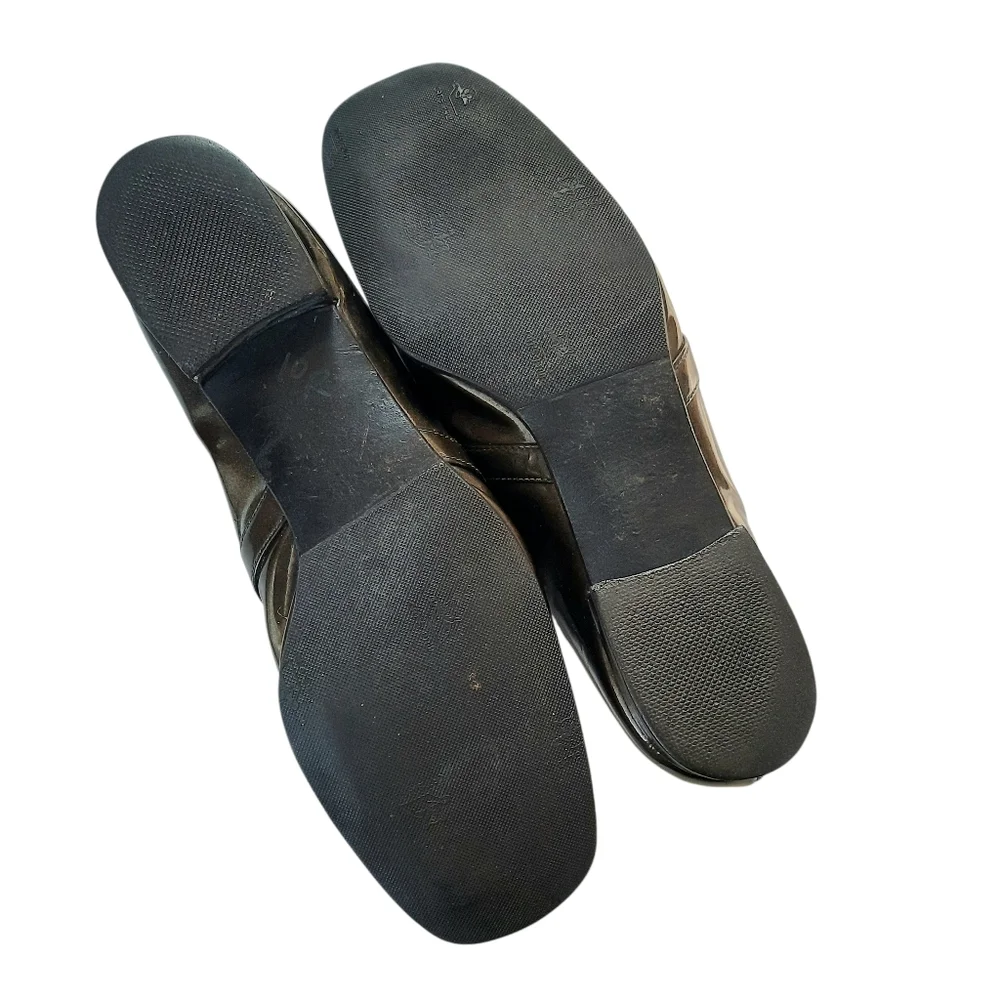 Vintage Y2K PRADA Patent Leather Square Toe Classic Loafers Sz 9.5/40 Dk Olive - Picture 9 of 10